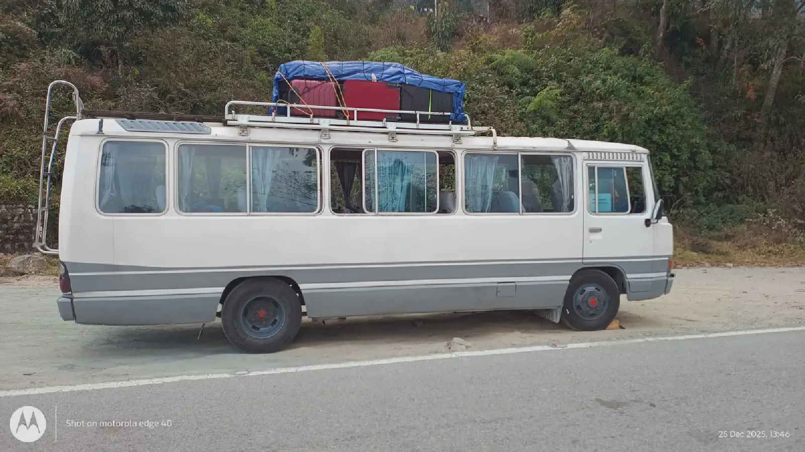Our trusty Coaster bus on the winding roads