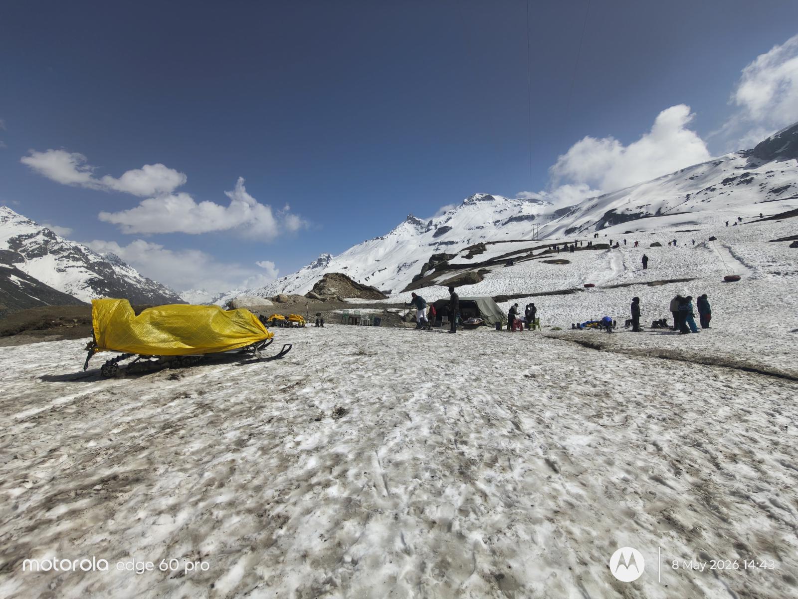 Looking up at the pass — the scale of it